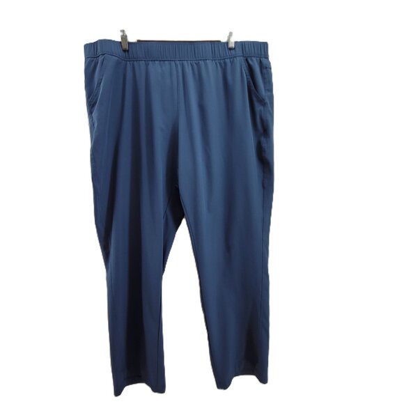 Eddie Bauer Traveler Ankle Pants Womens XXL Blue High Rise Elastic Waist Pocket - Picture 1 of 12